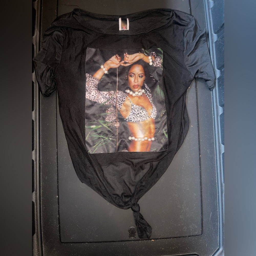 See through graphic crop top